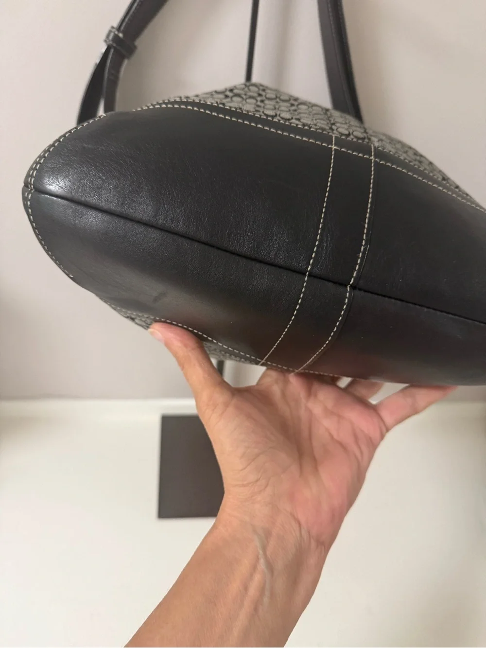 Coach Black and Gray Signature small C HoBo Jacquard Shoulder Bag